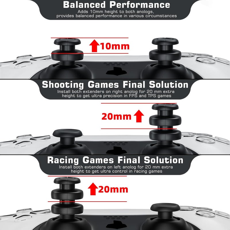 PlayRealm NO FALLING OFF Thumbstick Extender & Silicone Grip Cover 2 Sets for PS5 & PS4 Controller (Turbo Orange) - Image 5